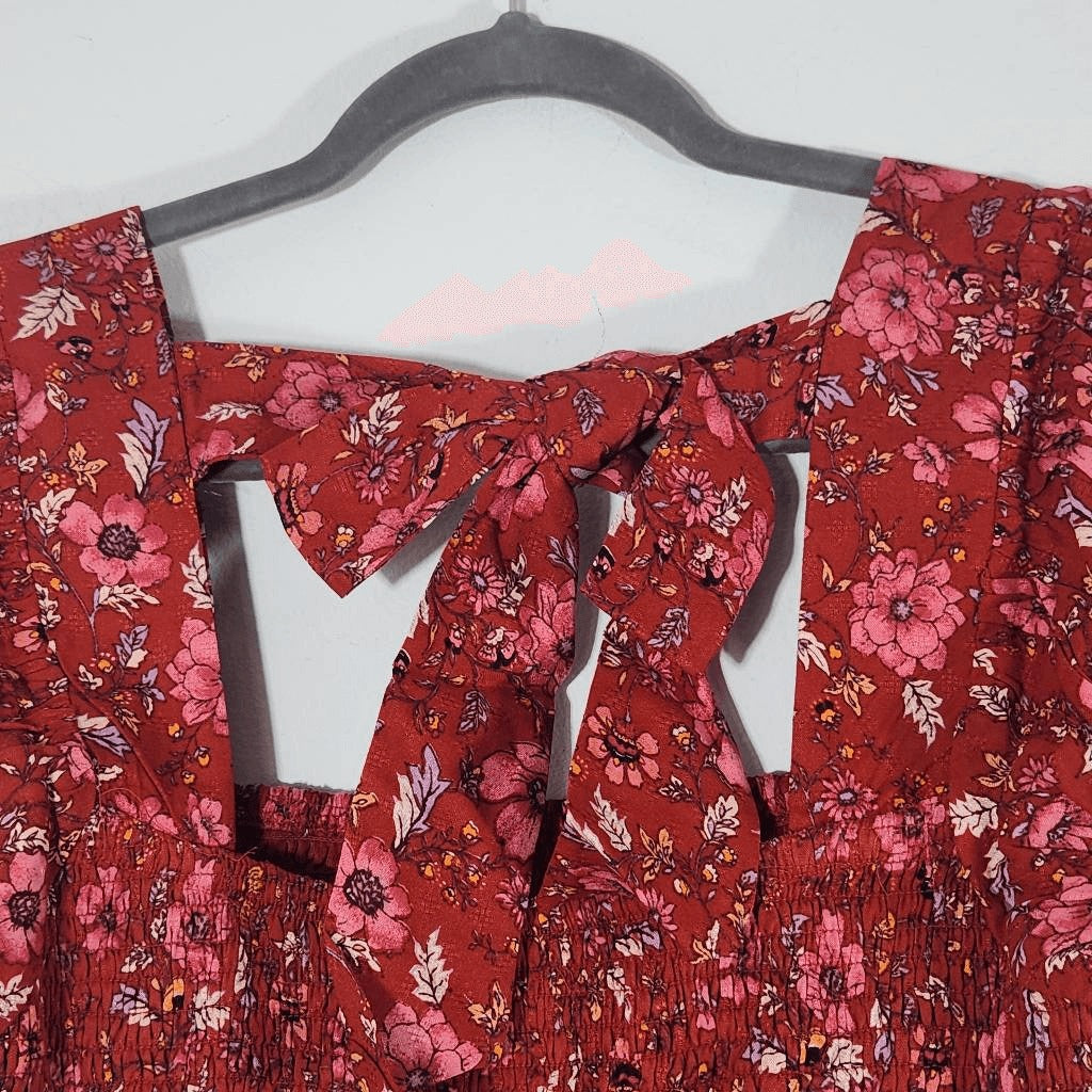 Band of the Free Red and Pink Floral Boho Crop Top Size Small NWT Red Crop Top