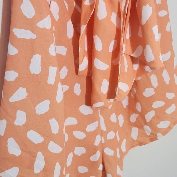 Lulus White and Orange Strapless Romper with Tie Front NWT Size Medium