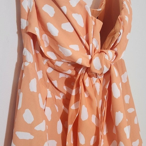 Lulus White and Orange Strapless Romper with Tie Front NWT Size Medium