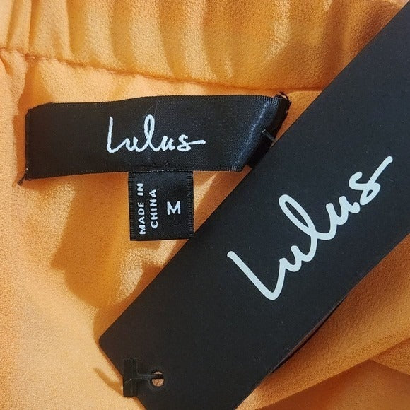 Lulus White and Orange Strapless Romper with Tie Front NWT Size Medium