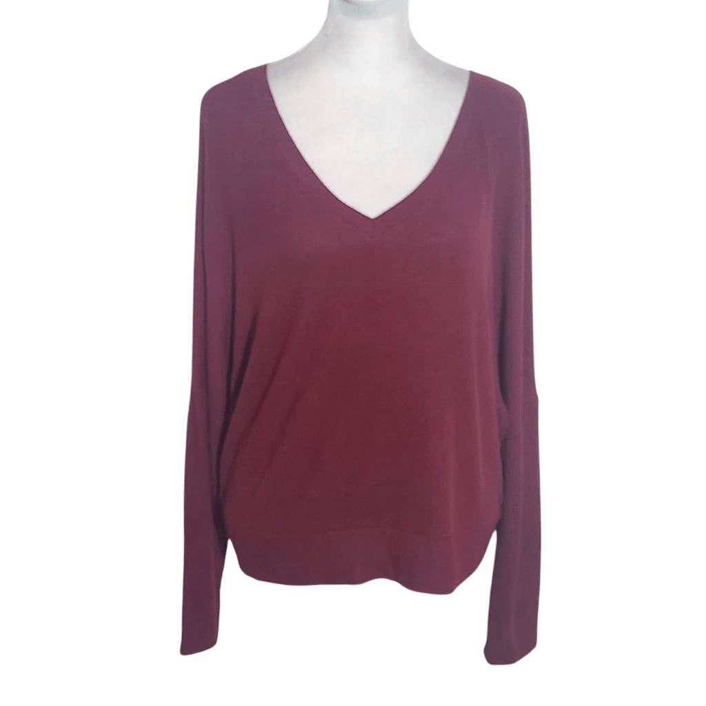 Auden Oxblood Ribbed Knit Lounge Top NWT Size Large Burgundy Knit Top