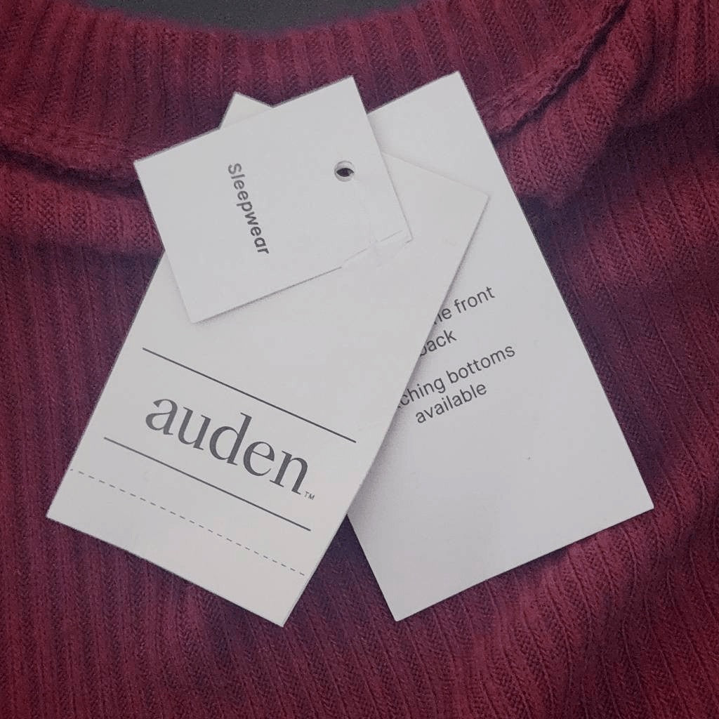 Auden Oxblood Ribbed Knit Lounge Top NWT Size Large Burgundy Knit Top