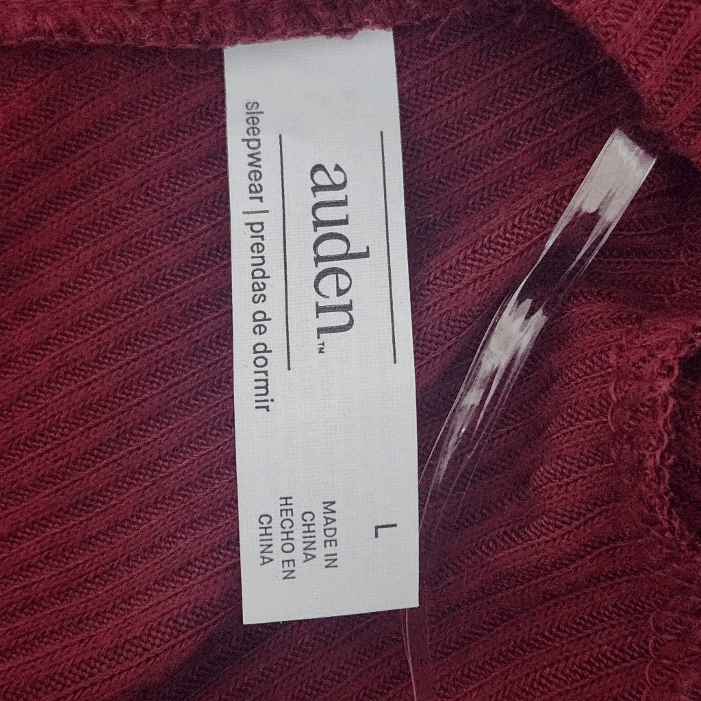 Auden Oxblood Ribbed Knit Lounge Top NWT Size Large Burgundy Knit Top