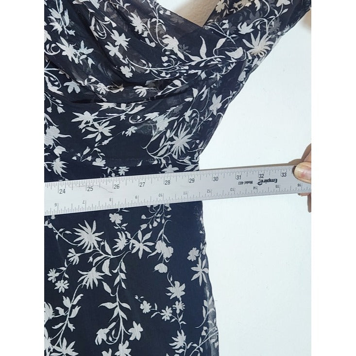 Terra & Sky Black and White Floral Blouse Sheer Sleeves Size 3X