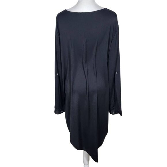 Chico's Black Label Black Layered Tunic with Asymmetrical Hem Size XL