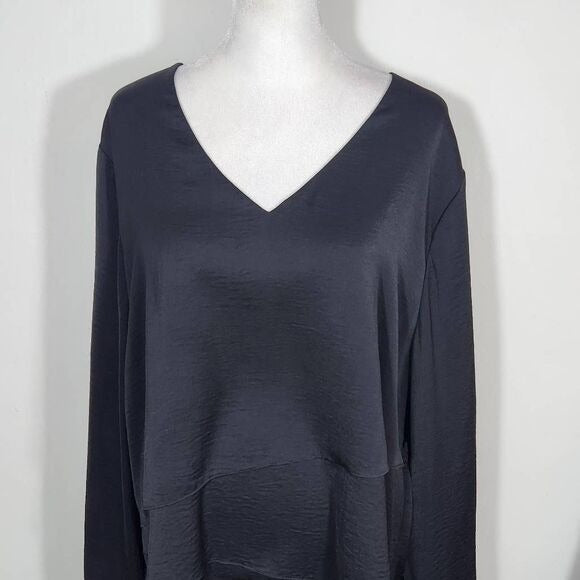 Chico's Black Label Black Layered Tunic with Asymmetrical Hem Size XL