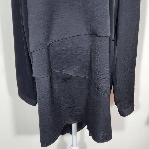Chico's Black Label Black Layered Tunic with Asymmetrical Hem Size XL
