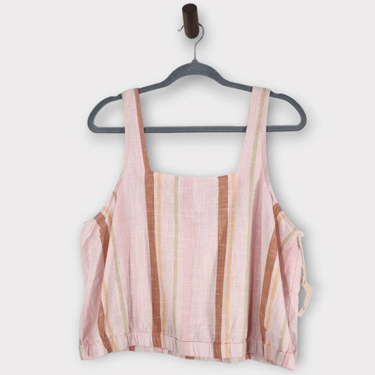 a.n.a Pink Striped Crop Top Cotton Striped Boho Top Size XL NWOT Powder Pink Top