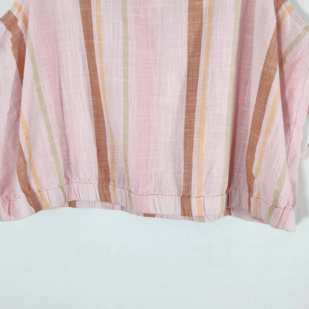 a.n.a Pink Striped Crop Top Cotton Striped Boho Top Size XL NWOT Powder Pink Top