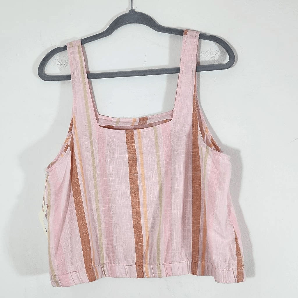 a.n.a Pink Striped Crop Top Cotton Striped Boho Top Size XL NWOT Powder Pink Top
