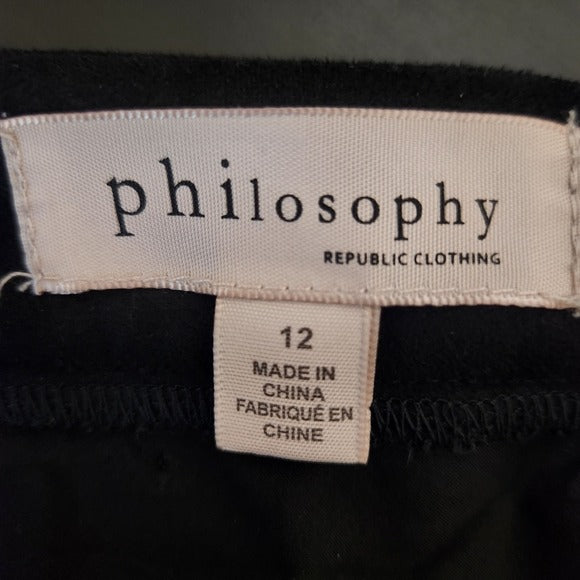 Philosophy Faux Suede Black Mini Skirt Size 12 Black Mini Skirt