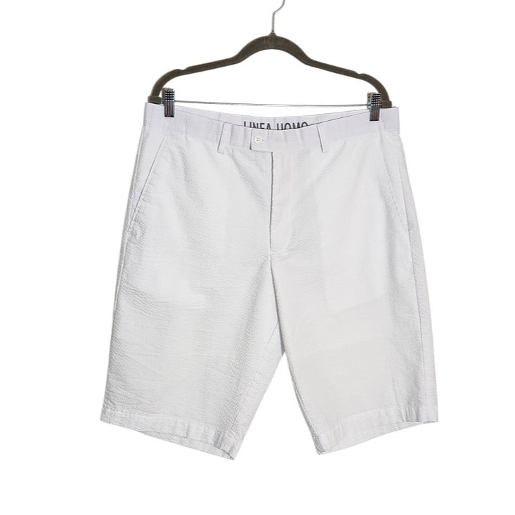 Linea Uomo White Textured Seersucker Shorts Size 36