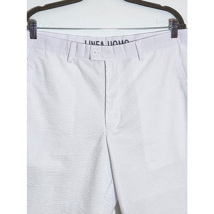 Linea Uomo White Textured Seersucker Shorts Size 36