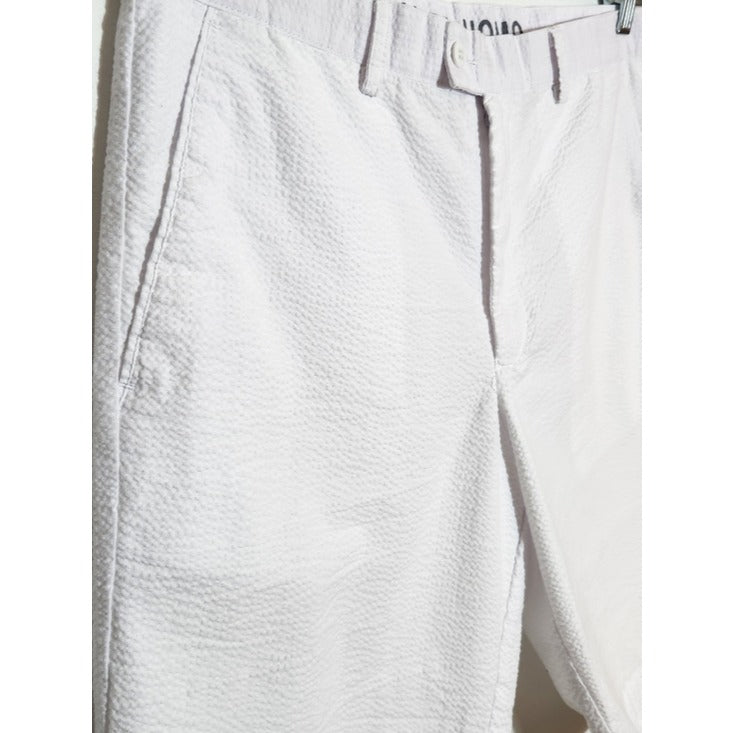 Linea Uomo White Textured Seersucker Shorts Size 36