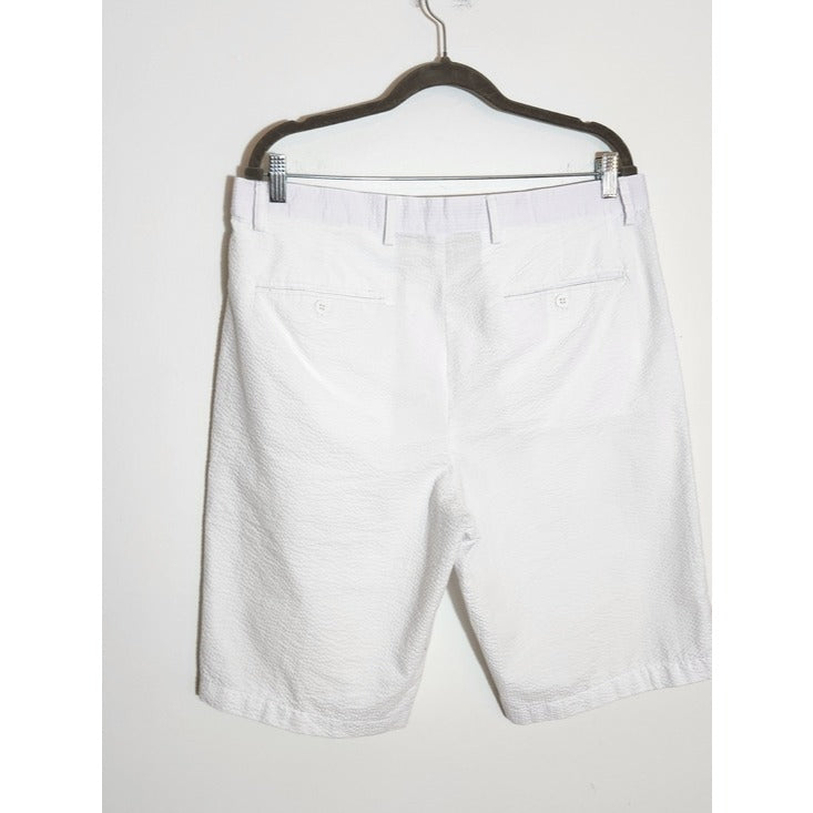 Linea Uomo White Textured Seersucker Shorts Size 36