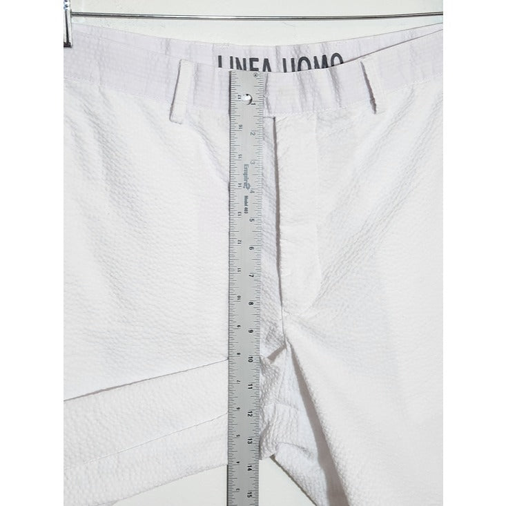Linea Uomo White Textured Seersucker Shorts Size 36