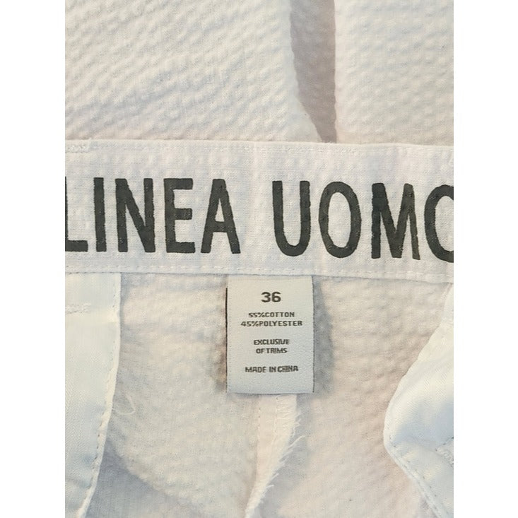 Linea Uomo White Textured Seersucker Shorts Size 36