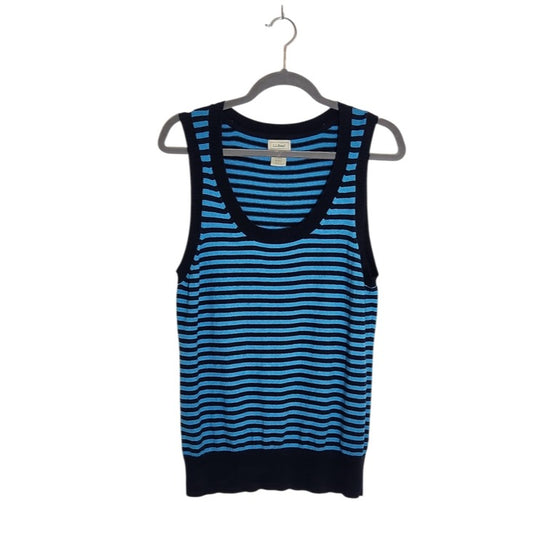 L.L. Bean Blue Striped Sleeveless Sweater Vest Size Medium