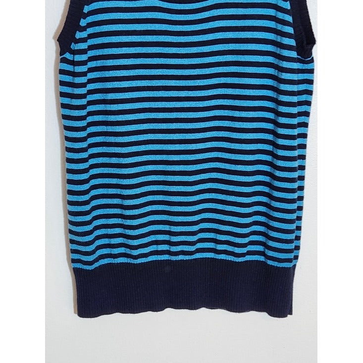 L.L. Bean Blue Striped Sleeveless Sweater Vest Size Medium
