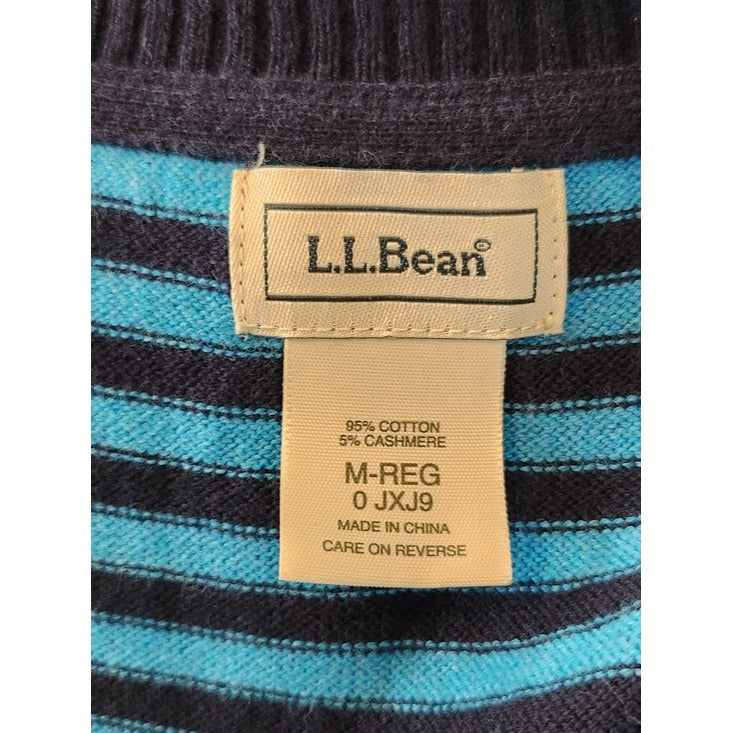 L.L. Bean Blue Striped Sleeveless Sweater Vest Size Medium
