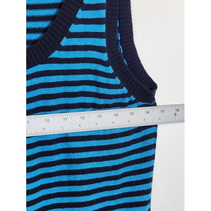L.L. Bean Blue Striped Sleeveless Sweater Vest Size Medium