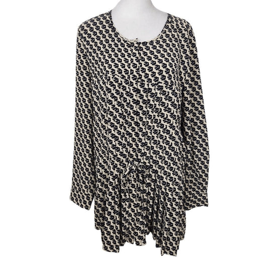 Maeve Black and Cream Print Tunic Graphic Print Dropwaist Tunic Size Medium