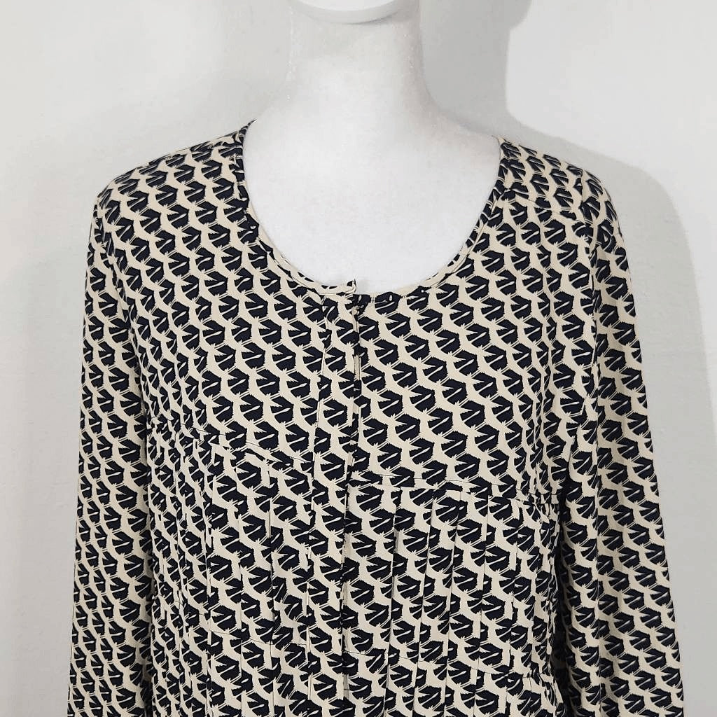 Maeve Black and Cream Print Tunic Graphic Print Dropwaist Tunic Size Medium
