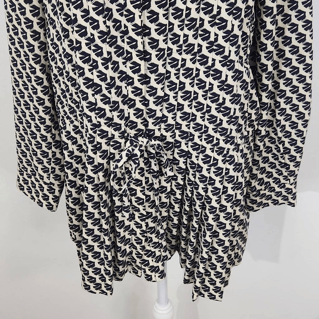 Maeve Black and Cream Print Tunic Graphic Print Dropwaist Tunic Size Medium