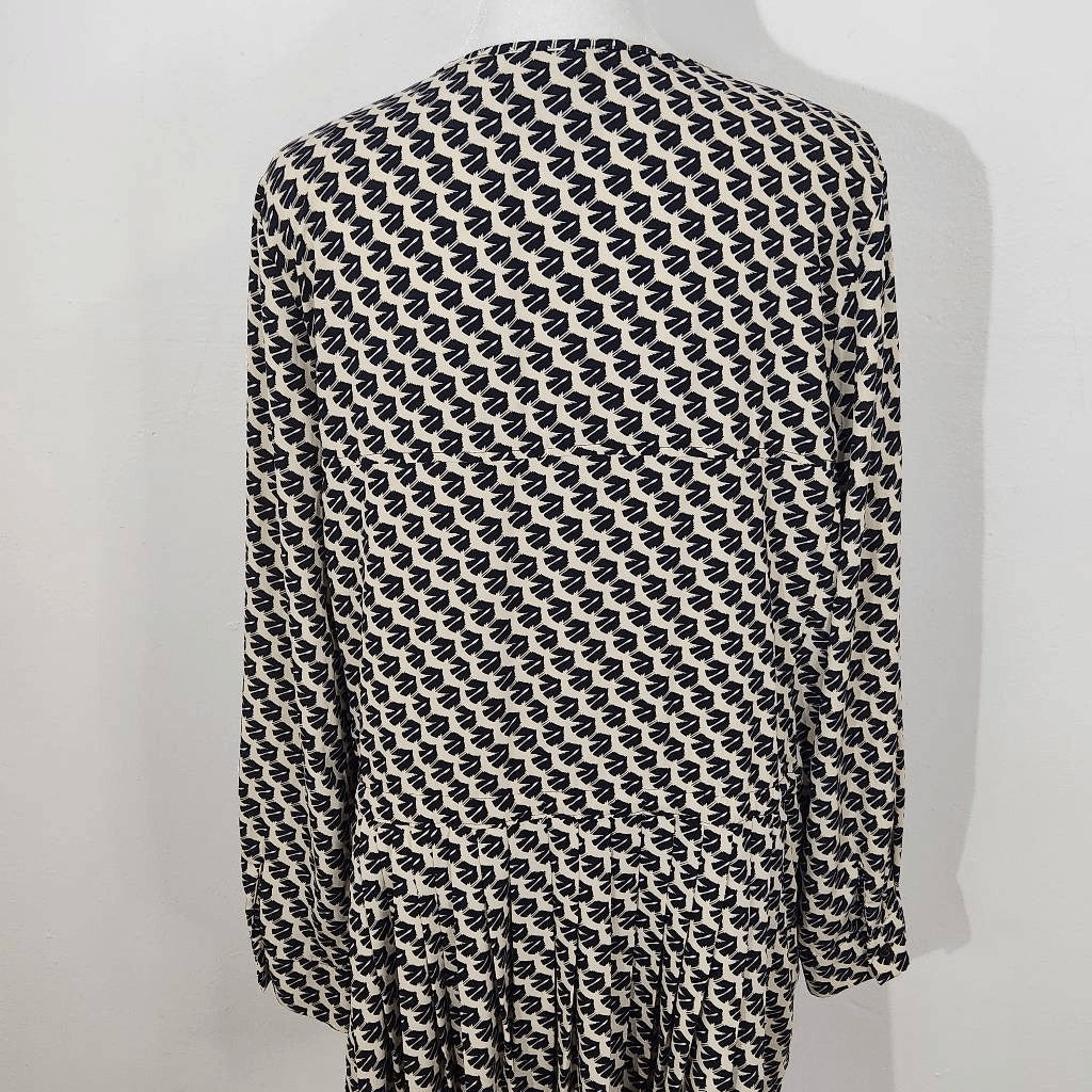 Maeve Black and Cream Print Tunic Graphic Print Dropwaist Tunic Size Medium