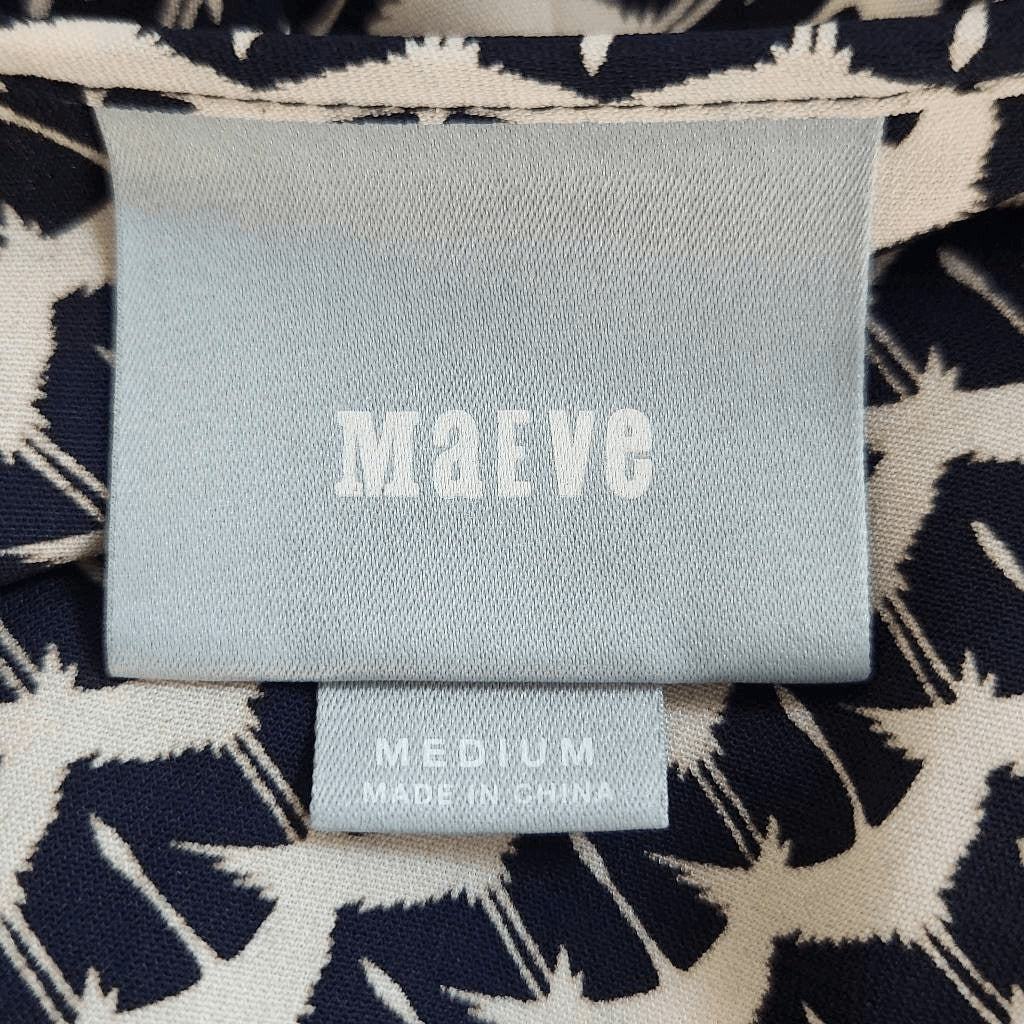 Maeve Black and Cream Print Tunic Graphic Print Dropwaist Tunic Size Medium