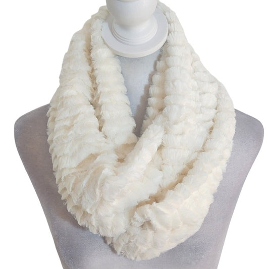 Cejon Cream Faux Fur Infinity Scarf One Size NWT