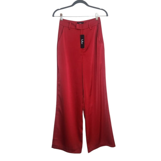 Lulus Red Satin Wide Leg Pants Size Small NWT