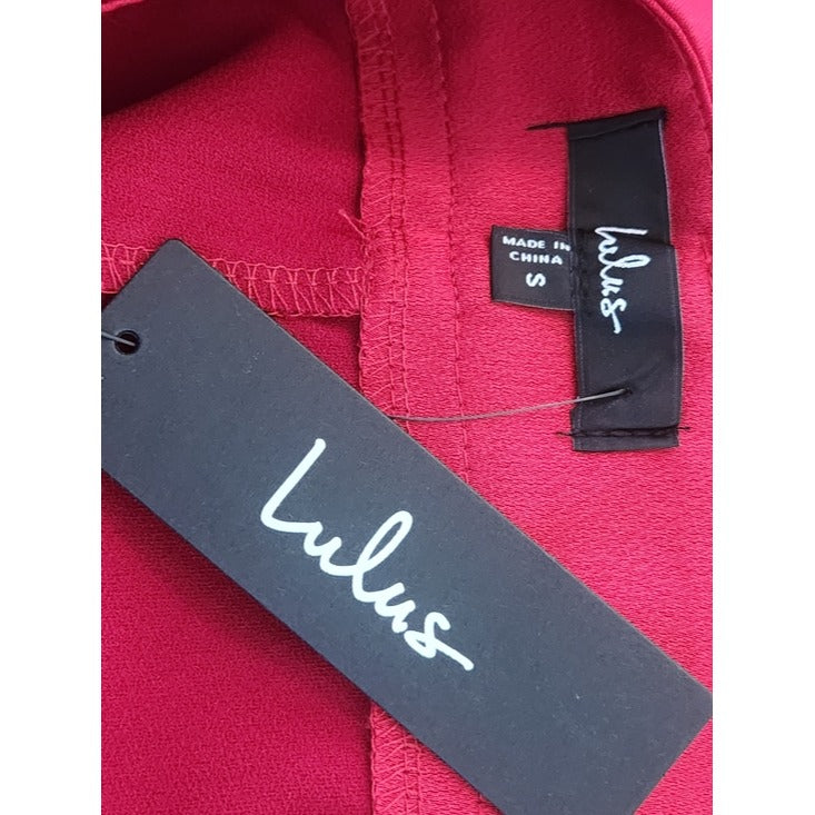 Lulus Red Satin Wide Leg Pants Size Small NWT