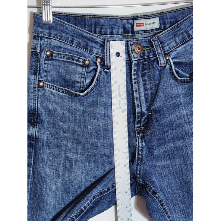Wrangler Relaxed Boot Jeans Medium Wash Distressed Size 29 x 30 Flaw