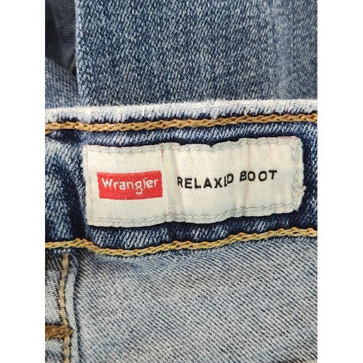 Wrangler Relaxed Boot Jeans Medium Wash Distressed Size 29 x 30 Flaw