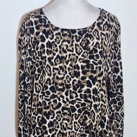 Jodifl Leopard Print Long Sleeve Mini Dress Size Medium Leopard Shift Dress