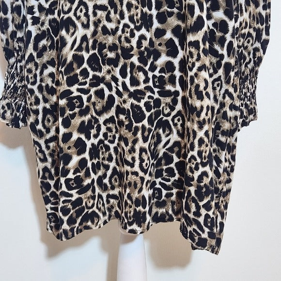 Jodifl Leopard Print Long Sleeve Mini Dress Size Medium Leopard Shift Dress