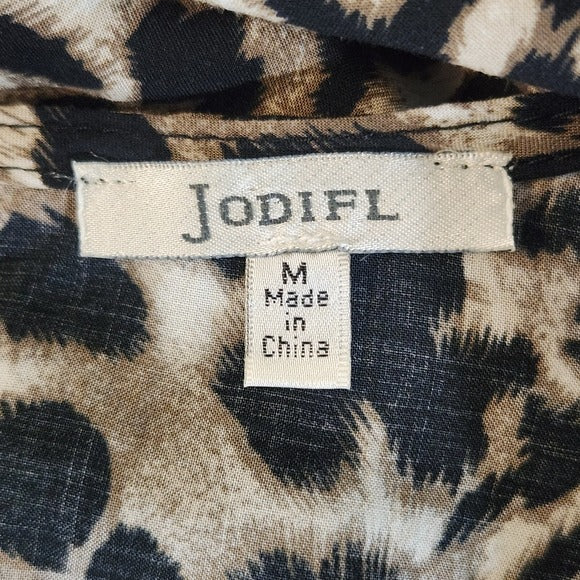 Jodifl Leopard Print Long Sleeve Mini Dress Size Medium Leopard Shift Dress