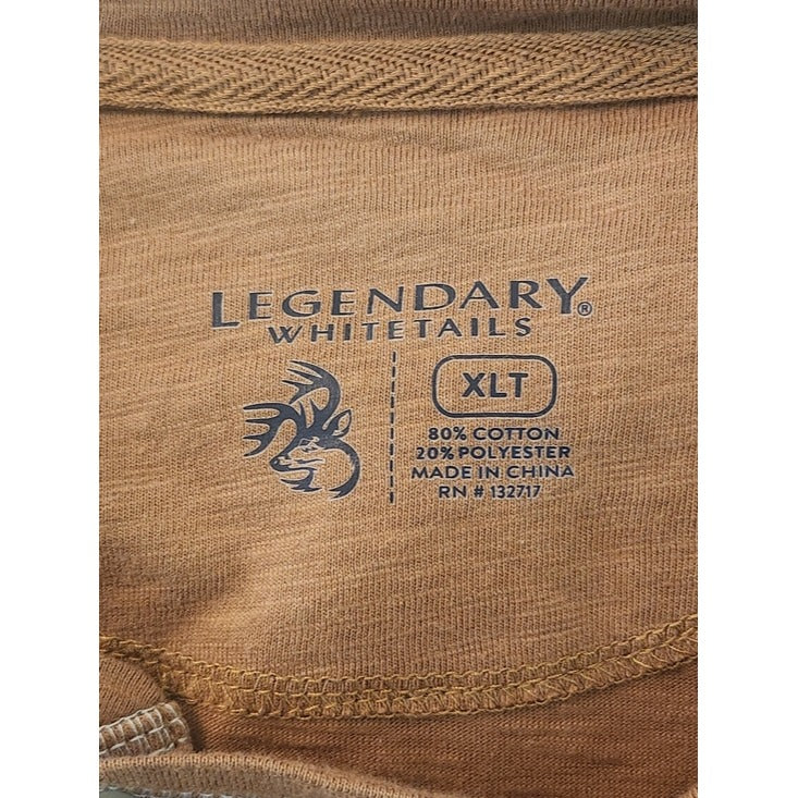 Legendary Whitetails Brown Henley Shirt Size XL Tall