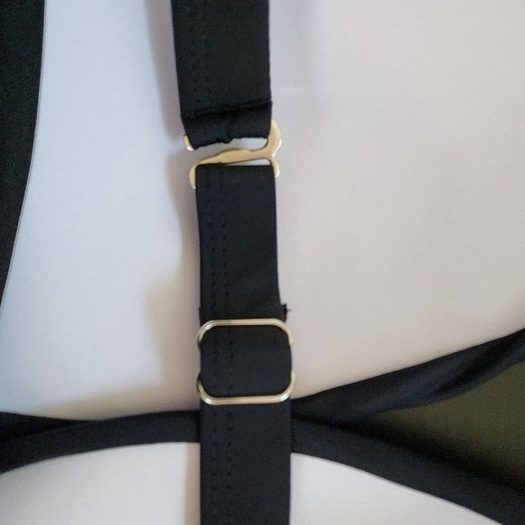 Yonique Black Bikini Top NWT Size Large Black Halter Swim Top