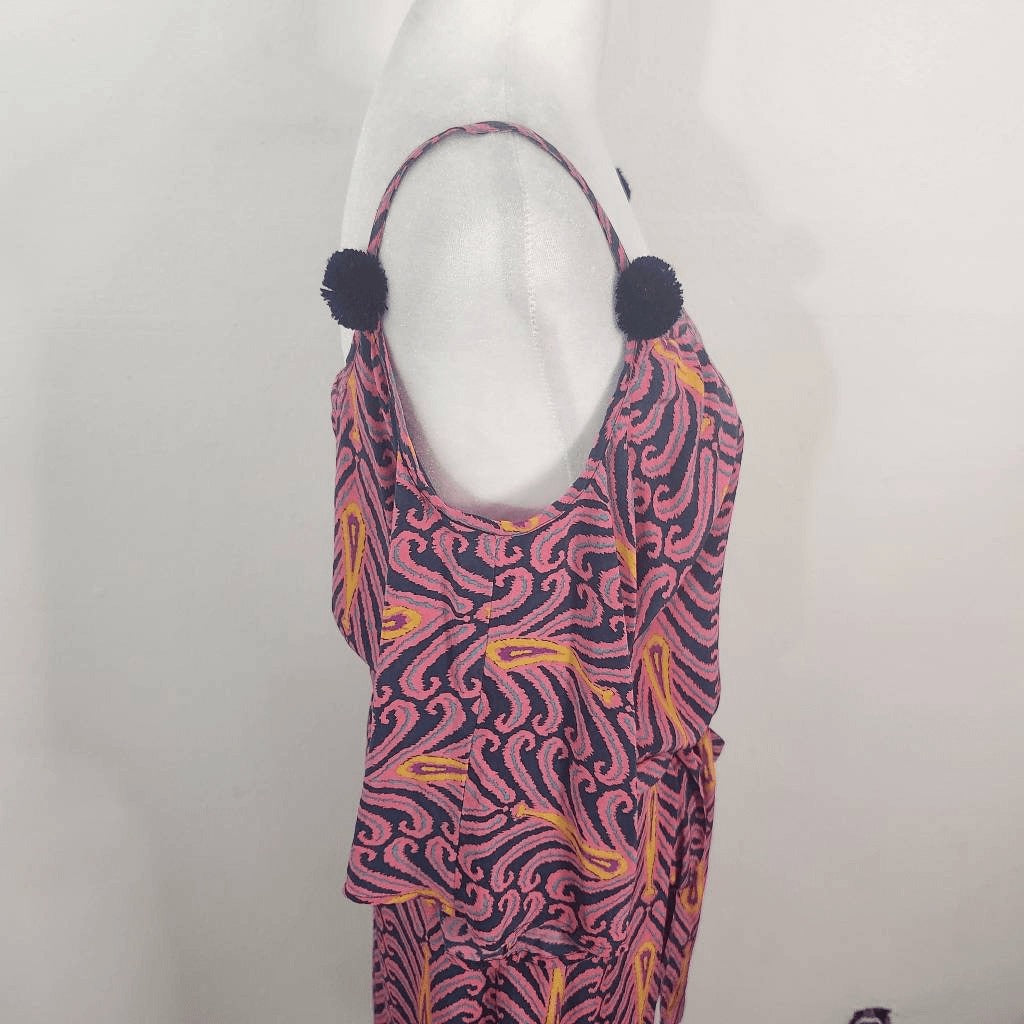 Figue Navy and Pink Shift Dress with Sash Size Small Pink Silk Dress