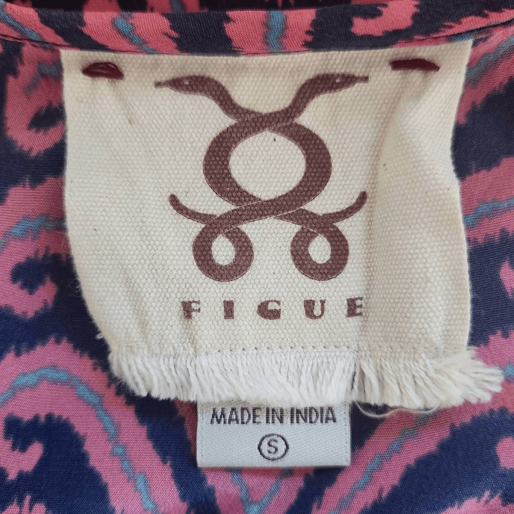 Figue Navy and Pink Shift Dress with Sash Size Small Pink Silk Dress