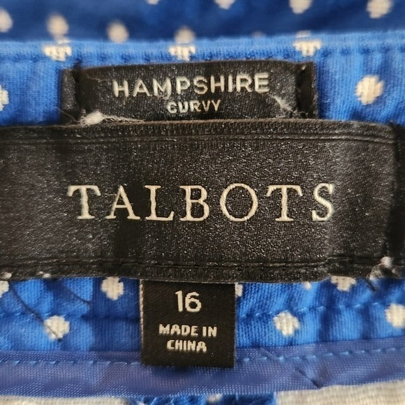 Talbots Blue and White Polka Dot Ankle Pants Size 16 Preppy Polka Dot Pants