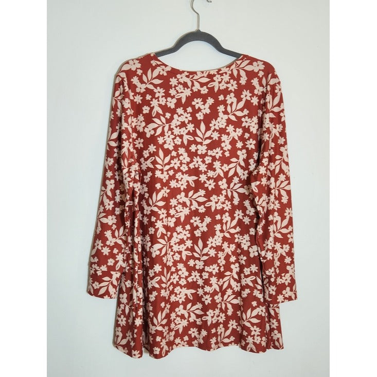 LuLaRoe Rust Red and Cream Floral Elizabeth Tunic Size XL NWT