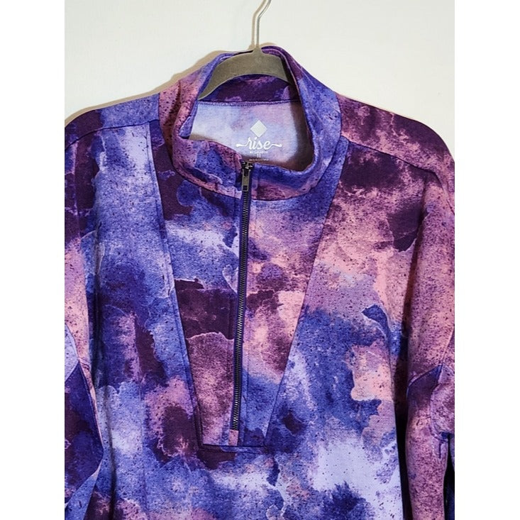 Rise by LuLaRoe Pink and Purple Print Half Zip Athleisure Pullover Size3X NWT