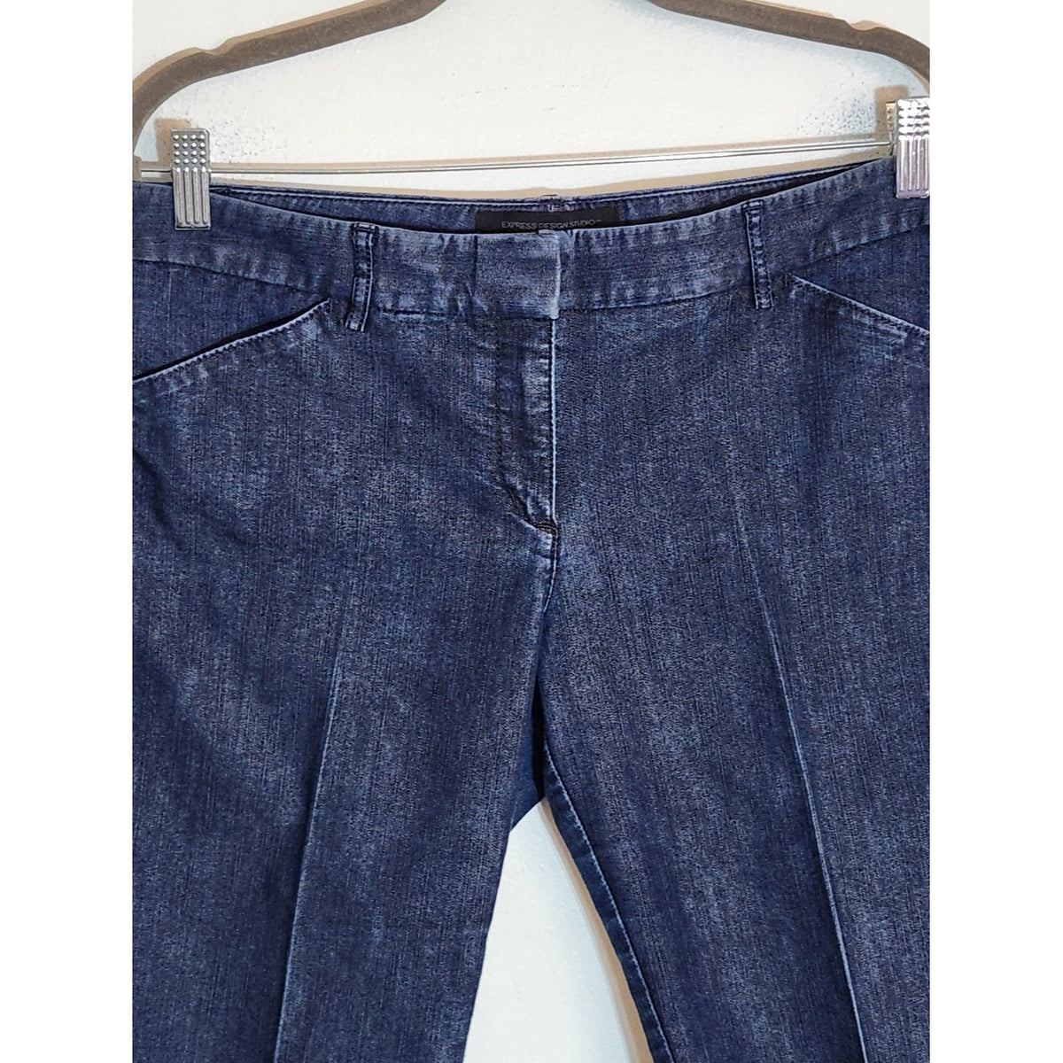 Express Editor Dark Wash Denim Bermuda Shorts Size 8 Long