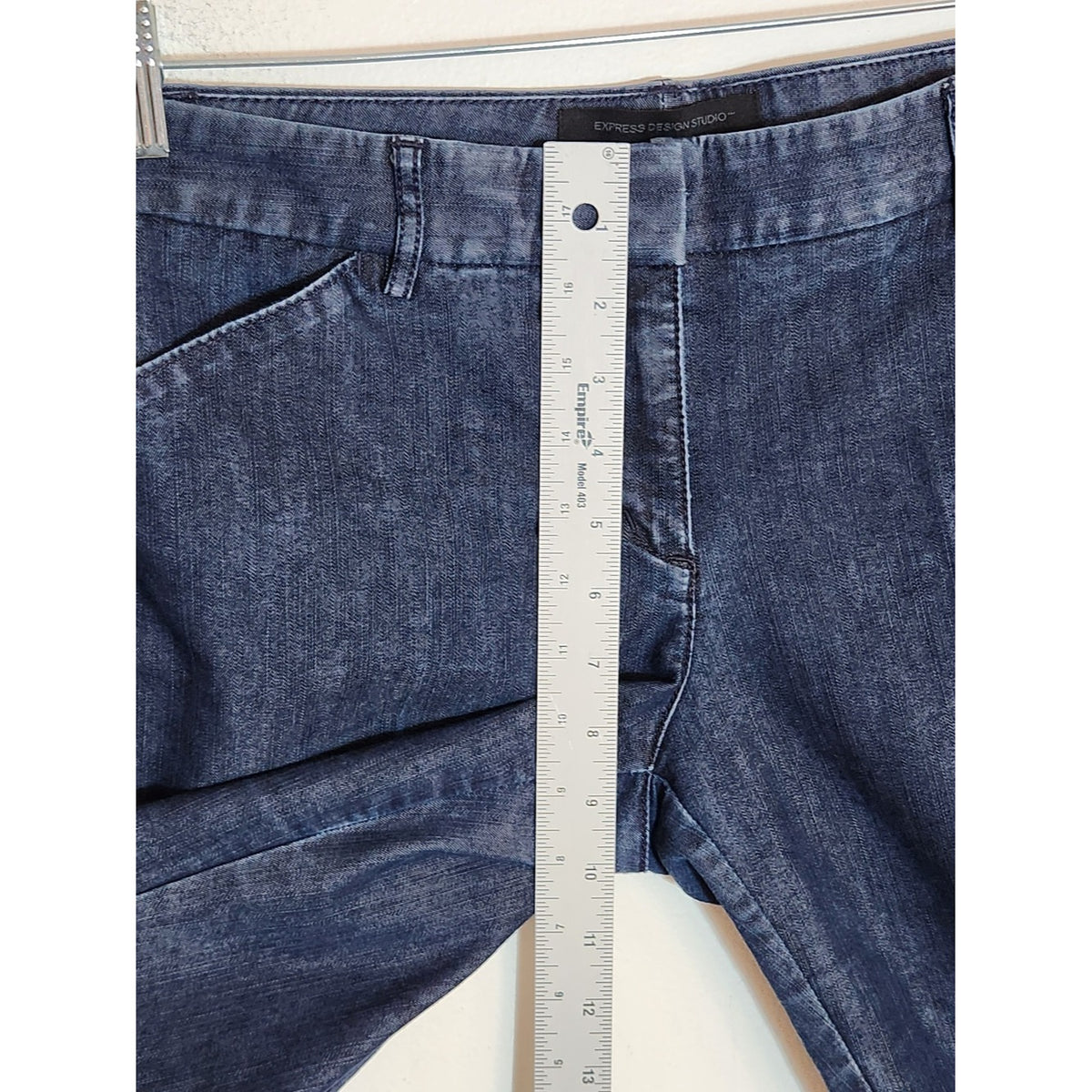 Express Editor Dark Wash Denim Bermuda Shorts Size 8 Long