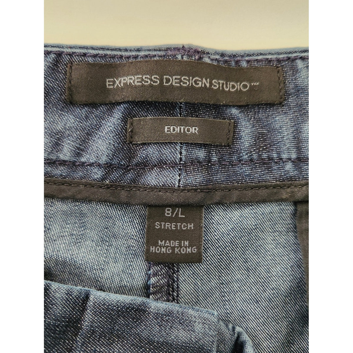 Express Editor Dark Wash Denim Bermuda Shorts Size 8 Long