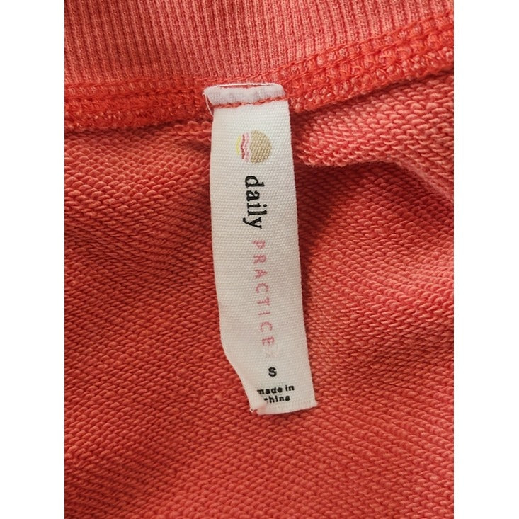 Daily Practice Coral Cropped Sweatshirt with Wide Neckline Size Small