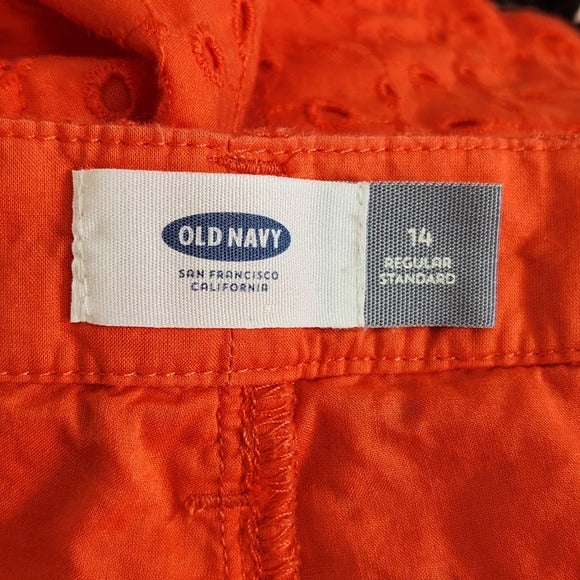 Old Navy Orange Eyelet Lace Shorts Size 14